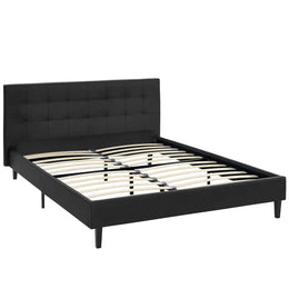 Linnea Queen Faux Leather Bed in Black