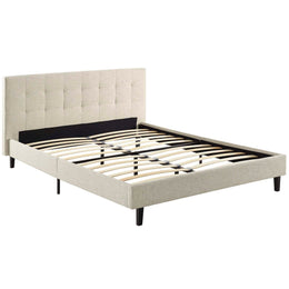 Linnea Queen Fabric Bed in Beige