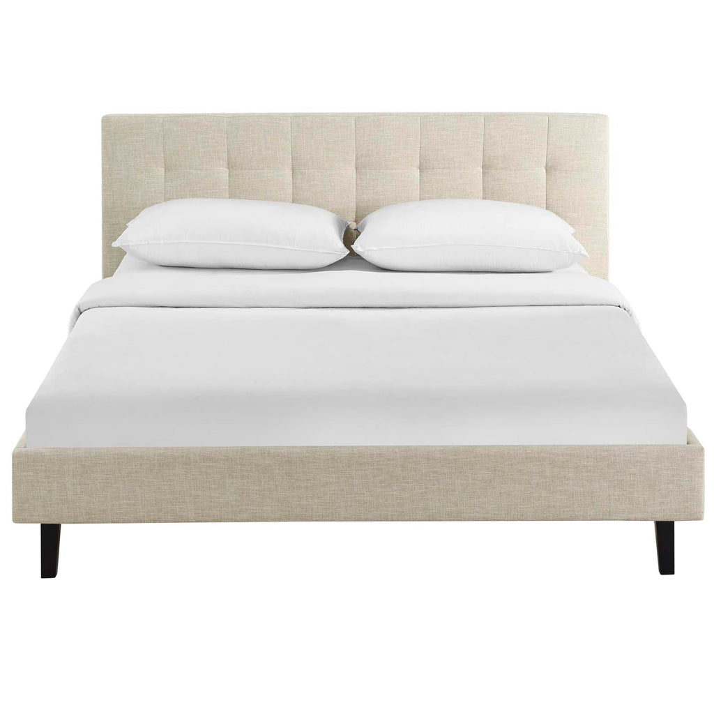 Linnea Queen Fabric Bed in Beige