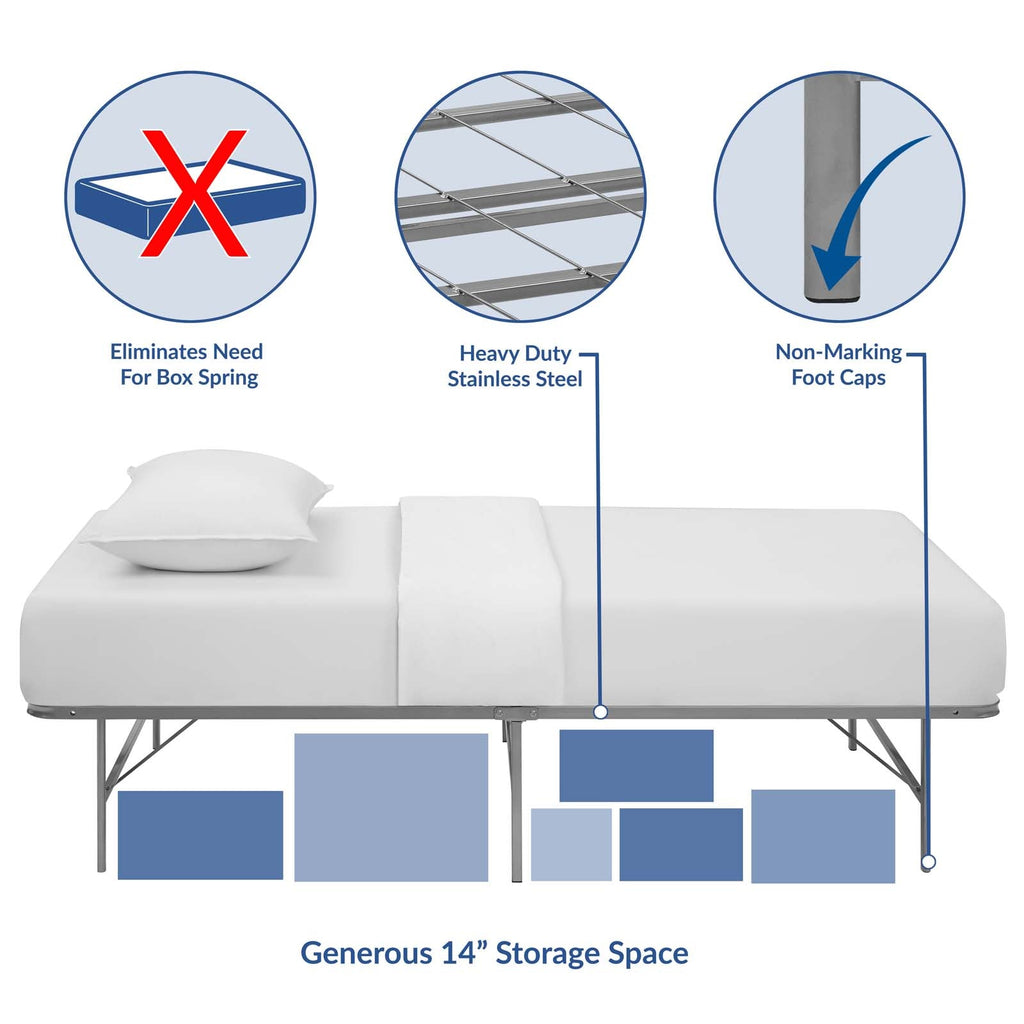 Horizon Twin Stainless Steel Bed Frame in Silver