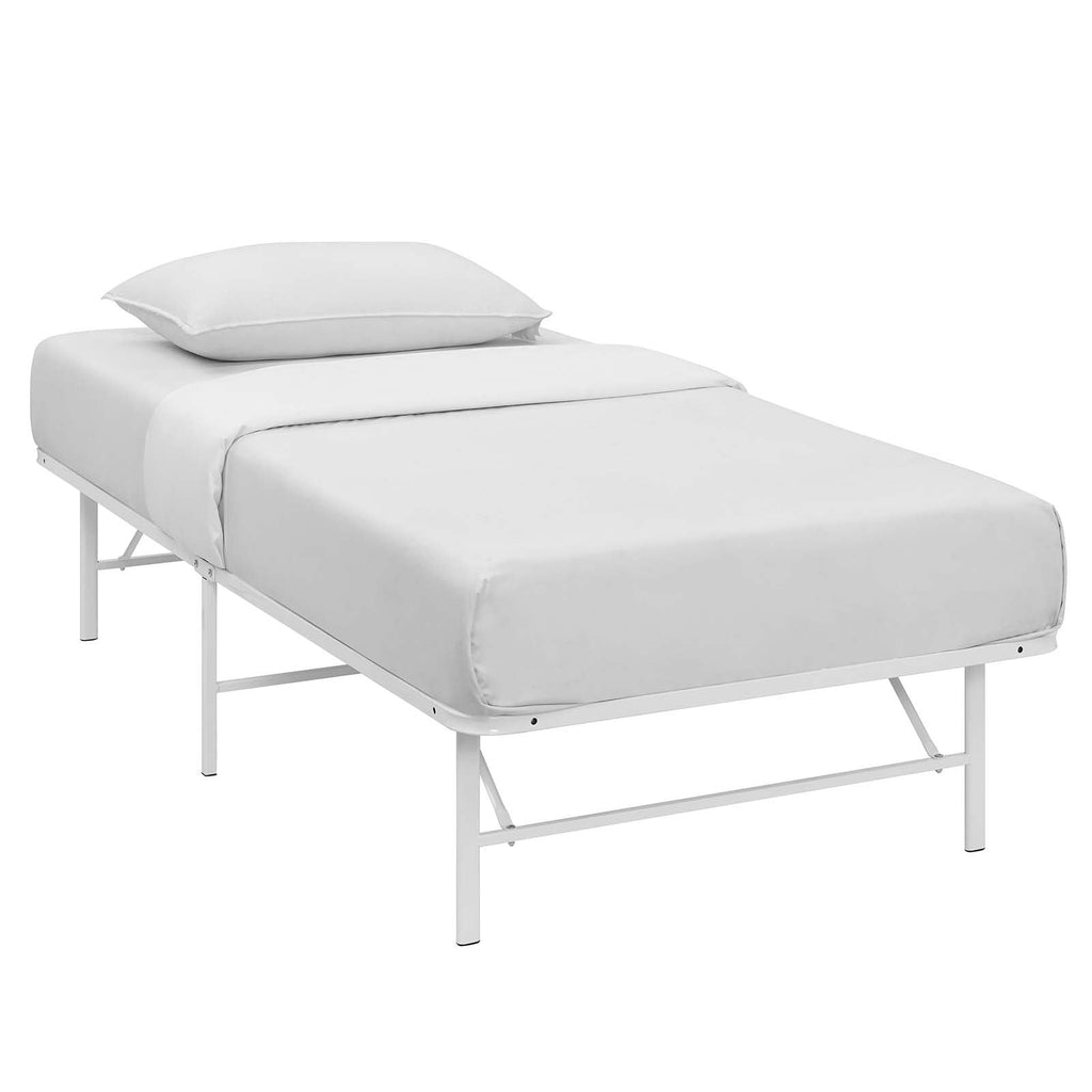 Horizon Twin Stainless Steel Bed Frame in White