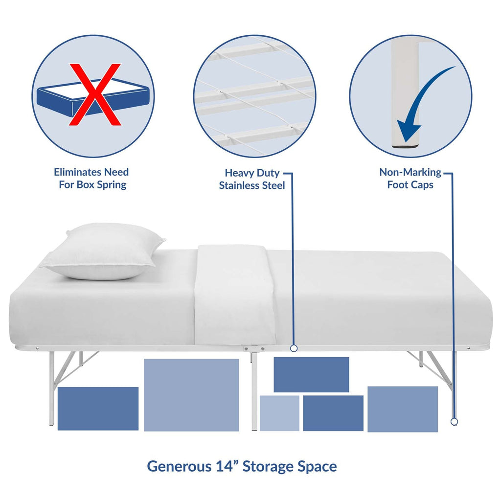 Horizon Twin Stainless Steel Bed Frame in White