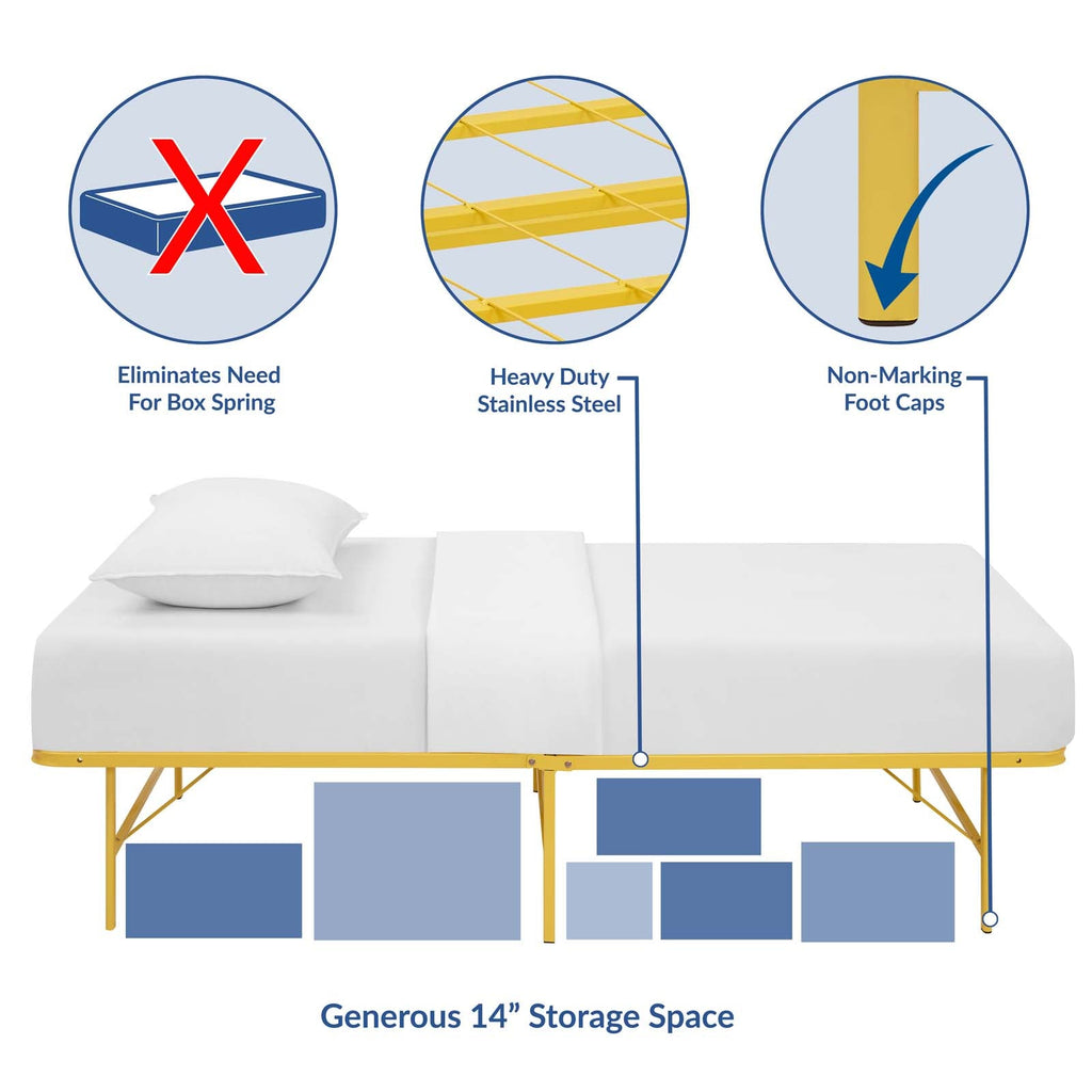 Horizon Twin Stainless Steel Bed Frame in Yellow