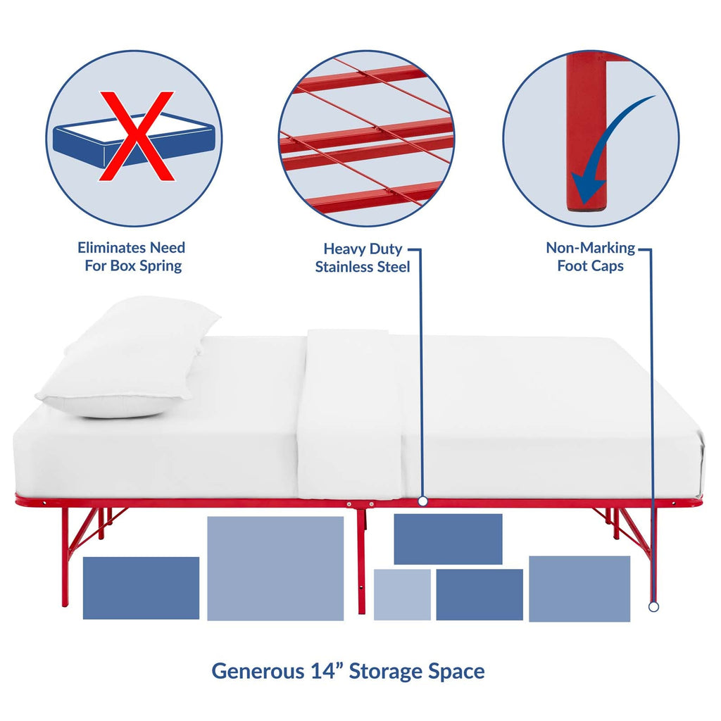 Horizon Full Stainless Steel Bed Frame in Red