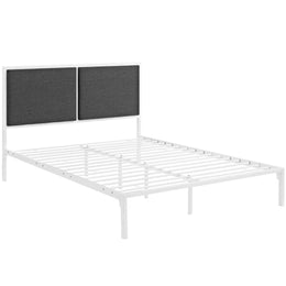 Della King Fabric Bed in White Gray