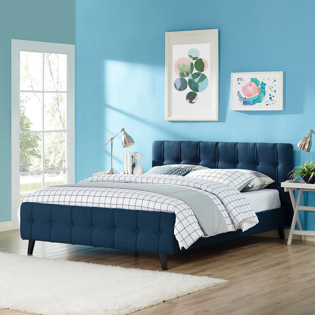 Ophelia Queen Fabric Bed in Azure