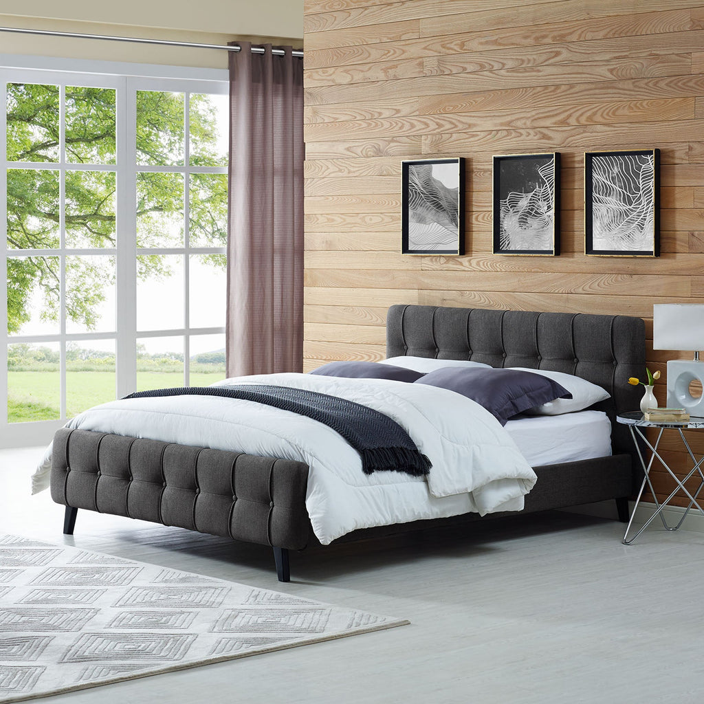 Ophelia Queen Fabric Bed in Gray