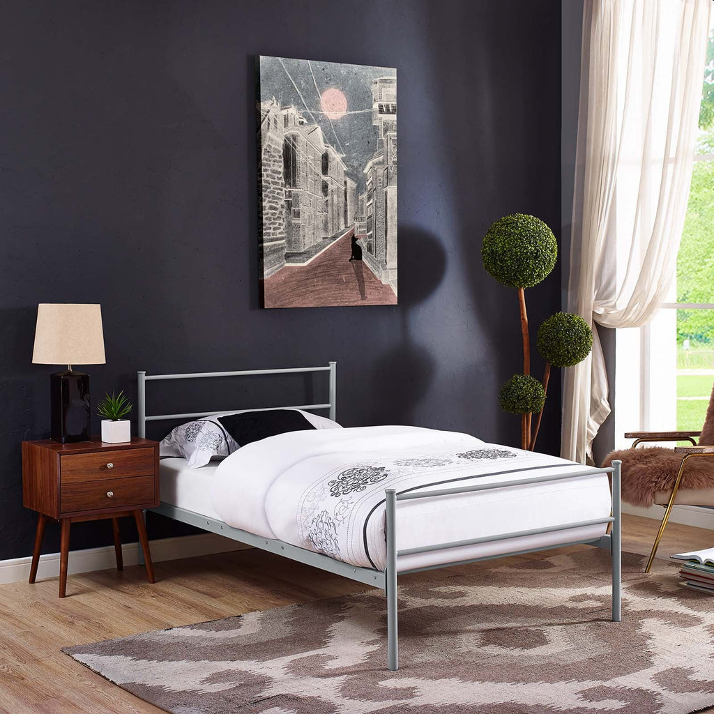 Alina Twin Platform Bed Frame in Gray