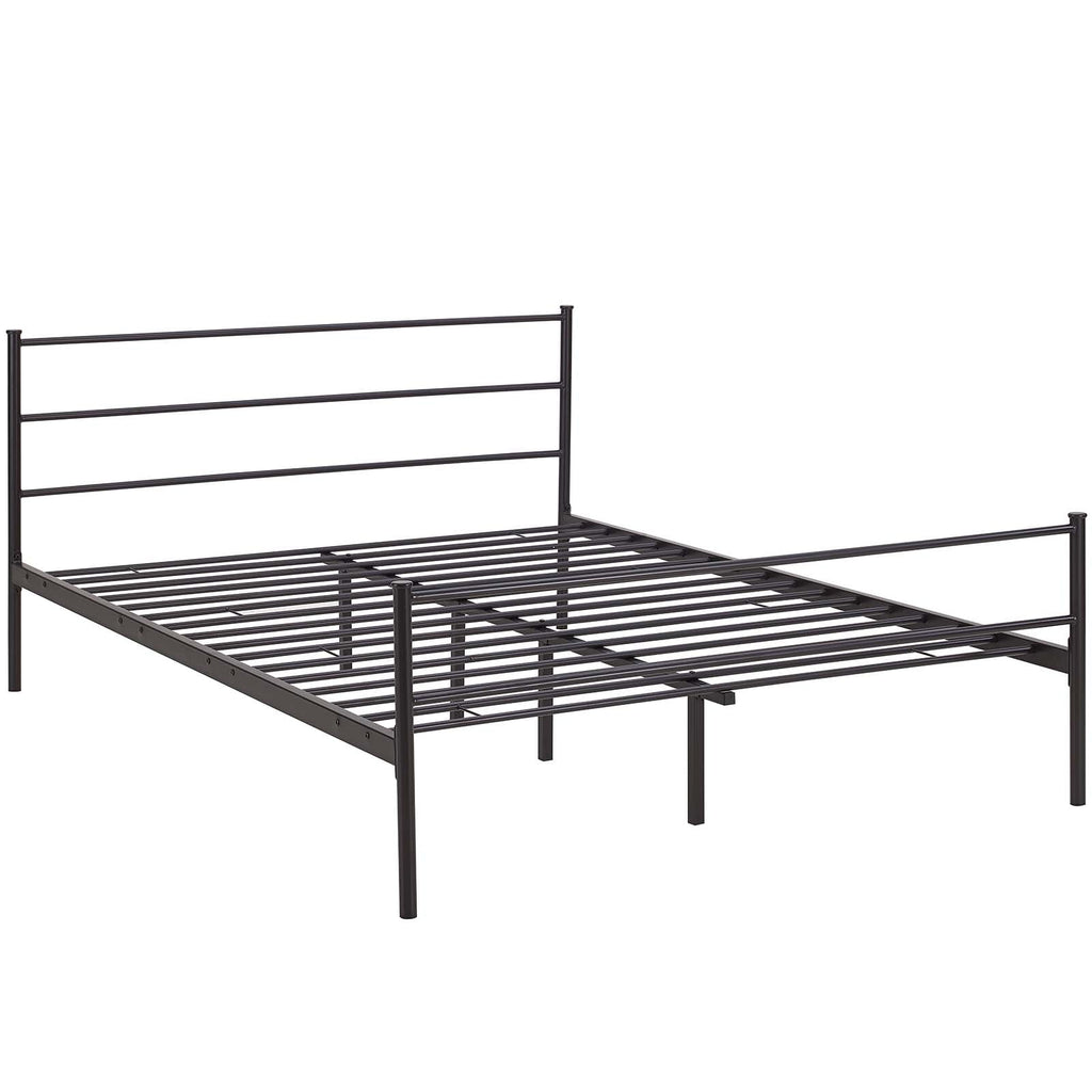 Alina Queen Platform Bed Frame in Brown