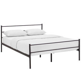 Alina Queen Platform Bed Frame in Brown