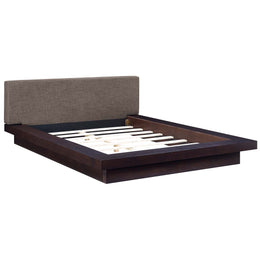 Freja Queen Fabric Platform Bed in Cappuccino Brown