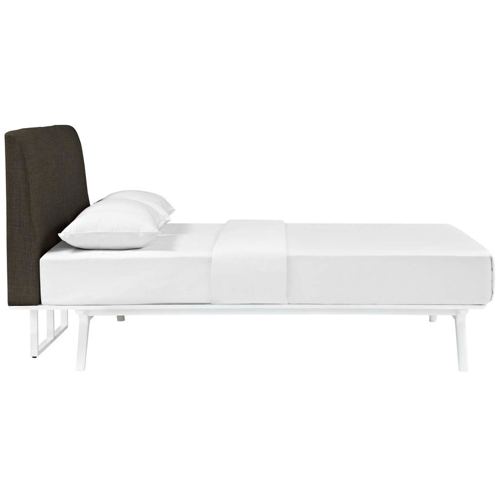 Tracy Queen Bed in White Brown