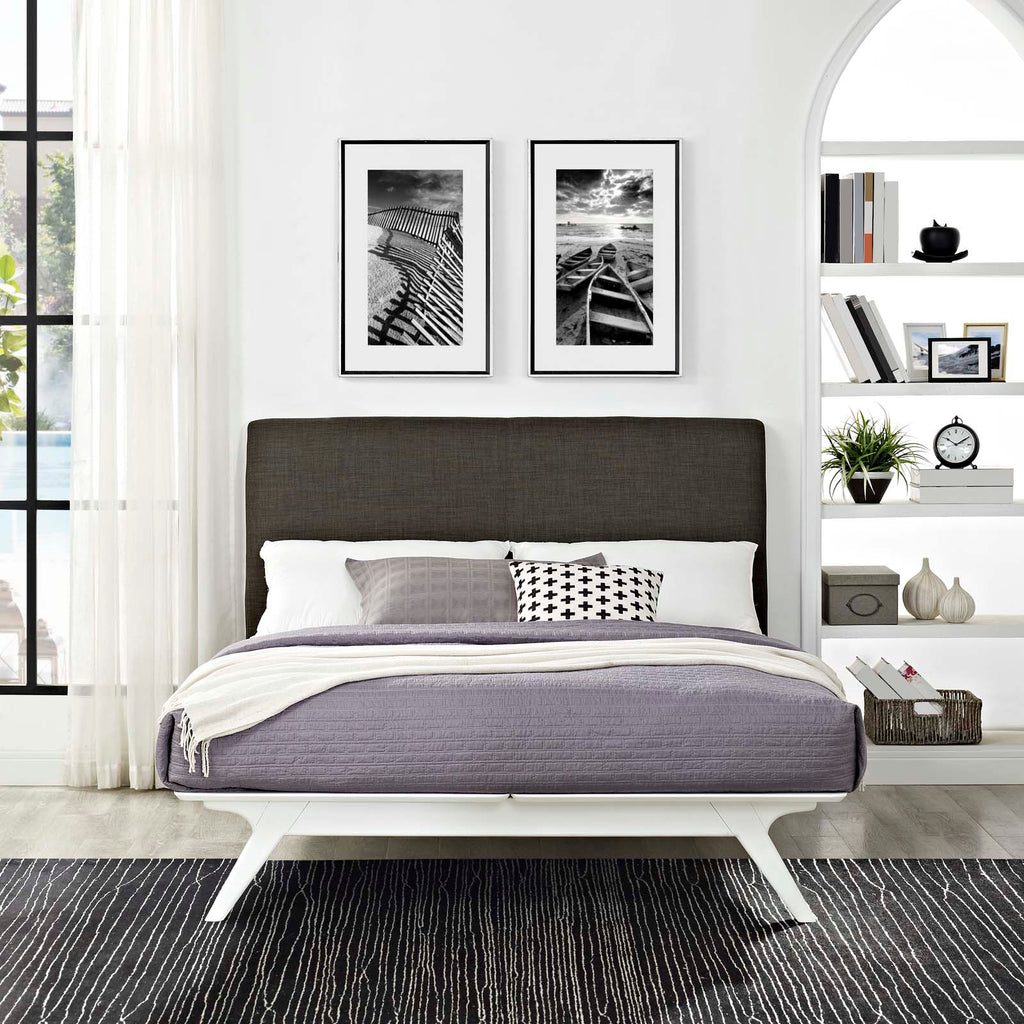 Tracy Queen Bed in White Brown