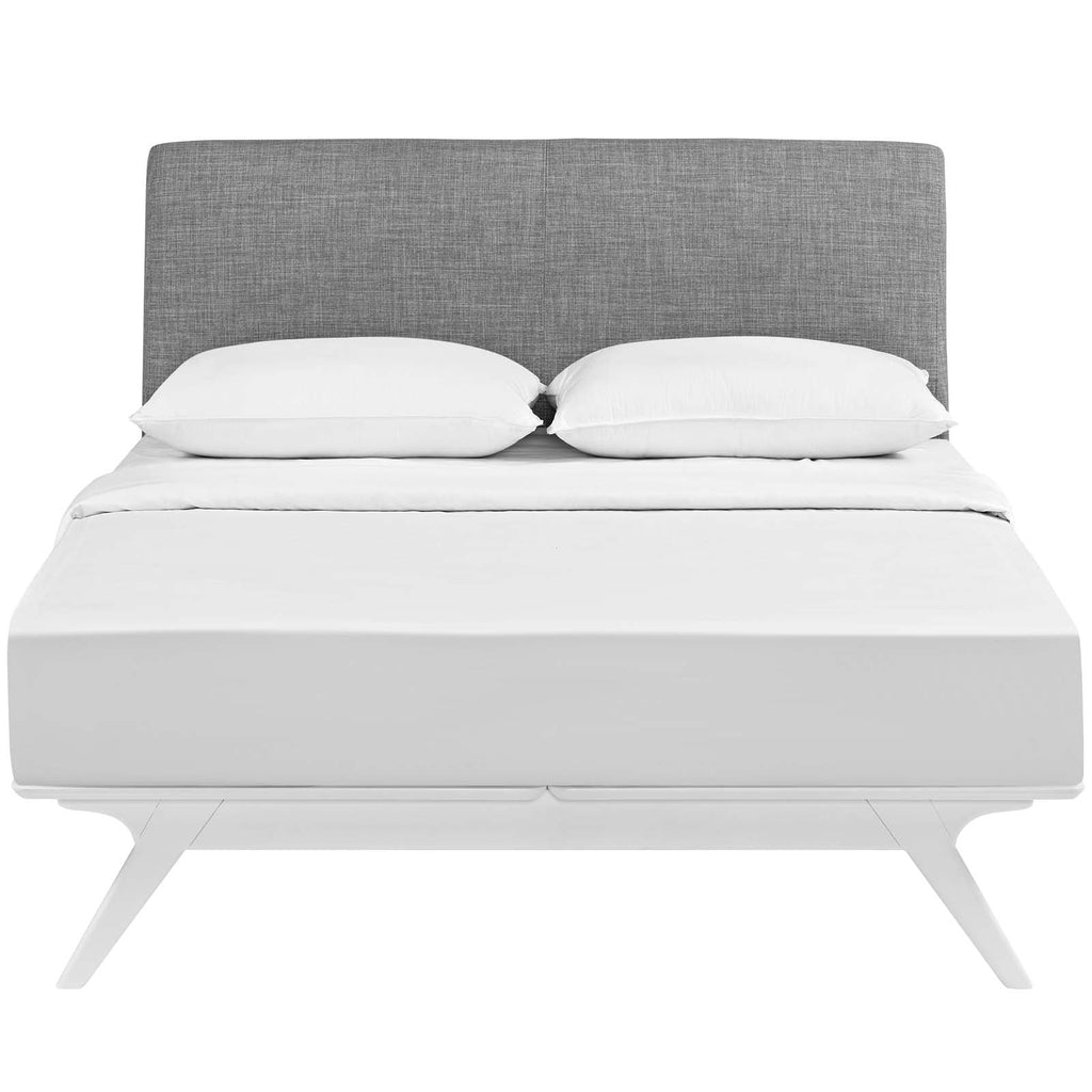 Tracy Queen Bed in White Gray