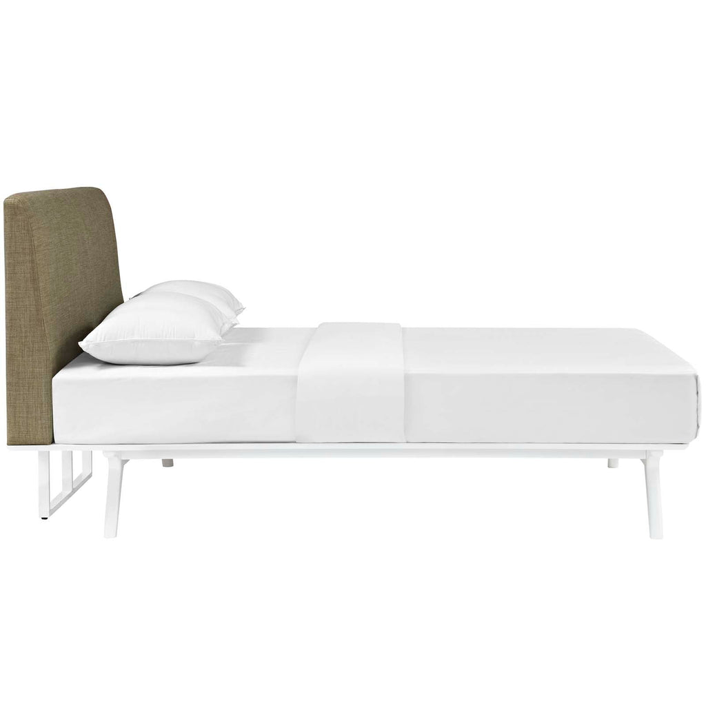 Tracy Queen Bed in White Latte