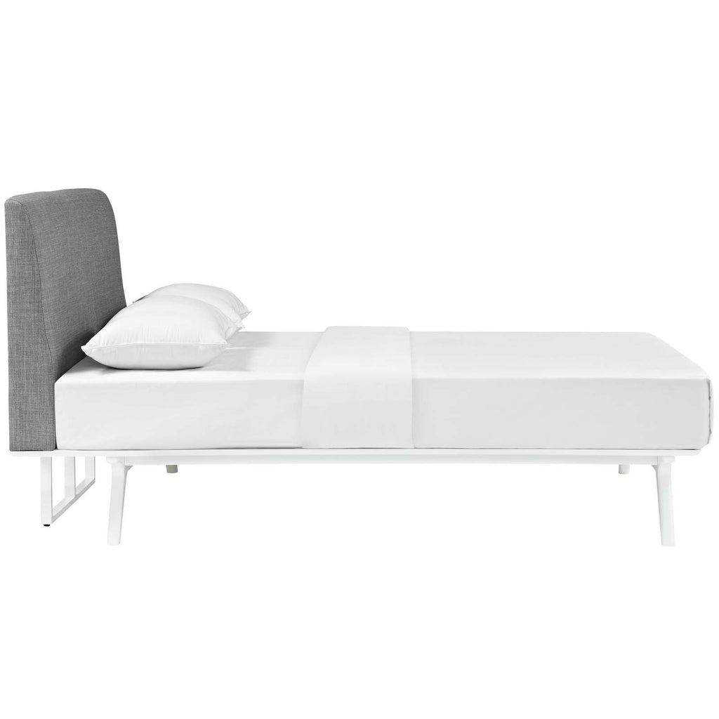 Tracy King Bed in White Gray