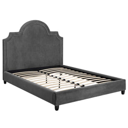 Primrose Queen Performance Velvet Platform Bed in Gray