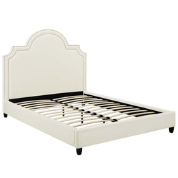 Primrose Queen Performance Velvet Platform Bed in Ivory