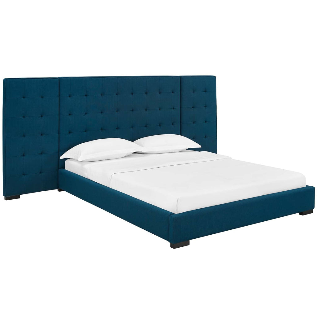 Sierra Queen Upholstered Fabric Platform Bed in Azure