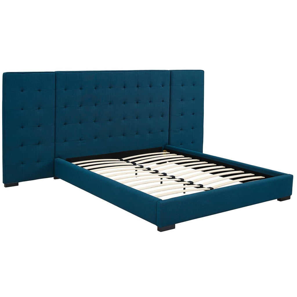 Sierra Queen Upholstered Fabric Platform Bed in Azure