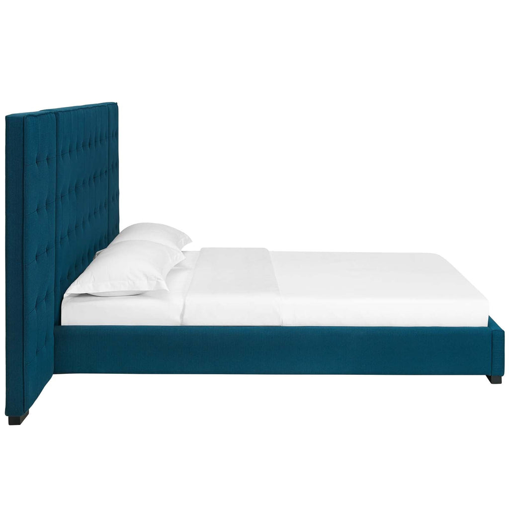 Sierra Queen Upholstered Fabric Platform Bed in Azure