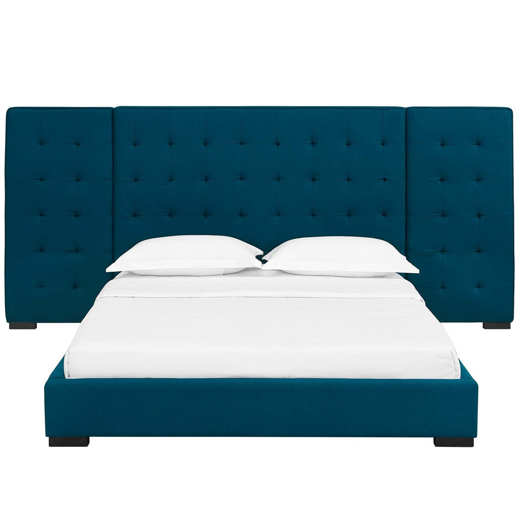 Sierra Queen Upholstered Fabric Platform Bed in Azure