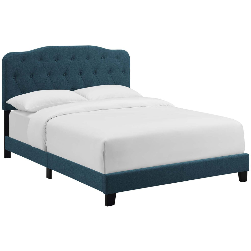 Amelia Twin Upholstered Fabric Bed in Azure