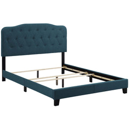 Amelia Twin Upholstered Fabric Bed in Azure