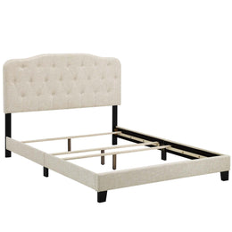 Amelia Twin Upholstered Fabric Bed in Beige