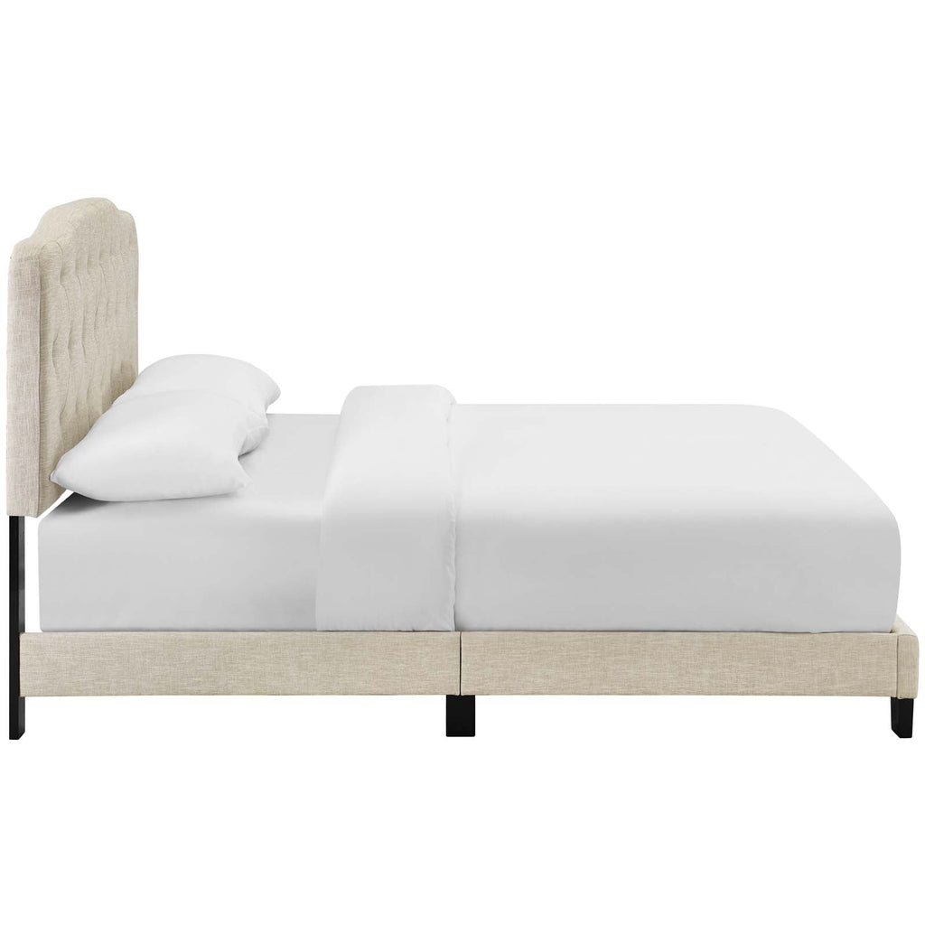 Amelia Twin Upholstered Fabric Bed in Beige