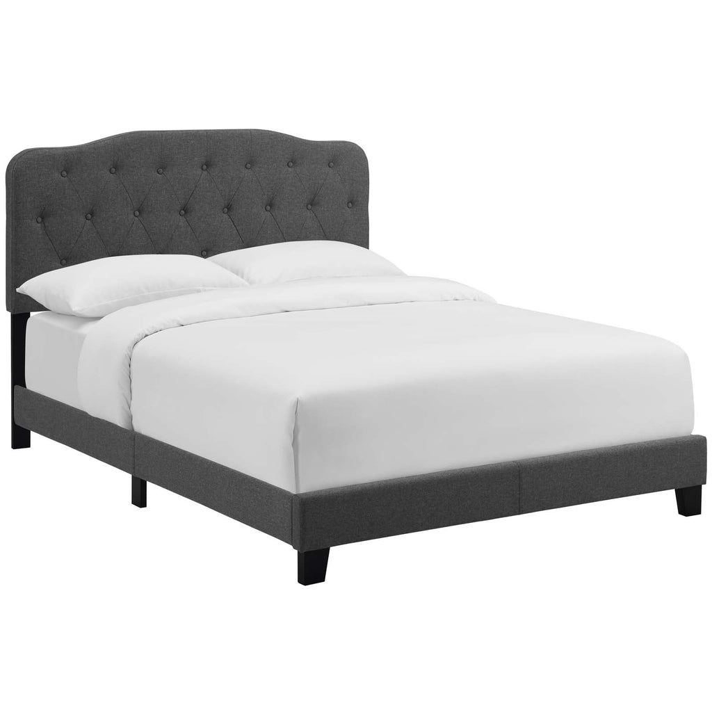 Amelia Twin Upholstered Fabric Bed in Gray