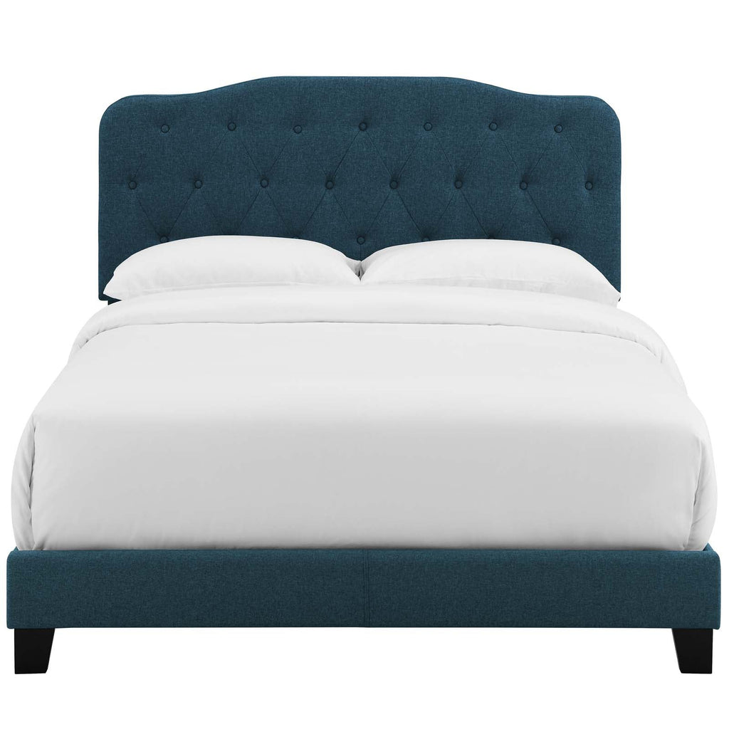 Amelia Queen Upholstered Fabric Bed in Azure