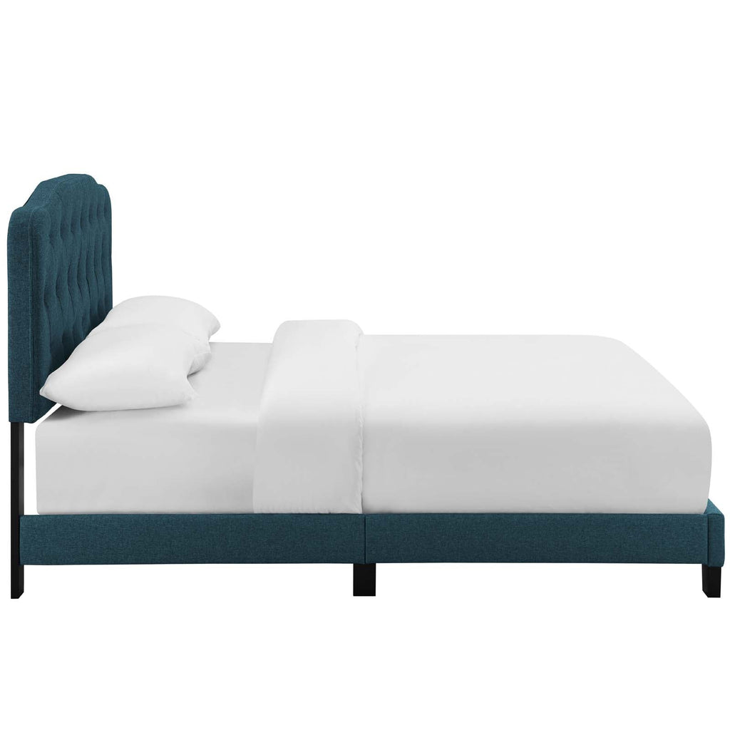 Amelia King Upholstered Fabric Bed in Azure