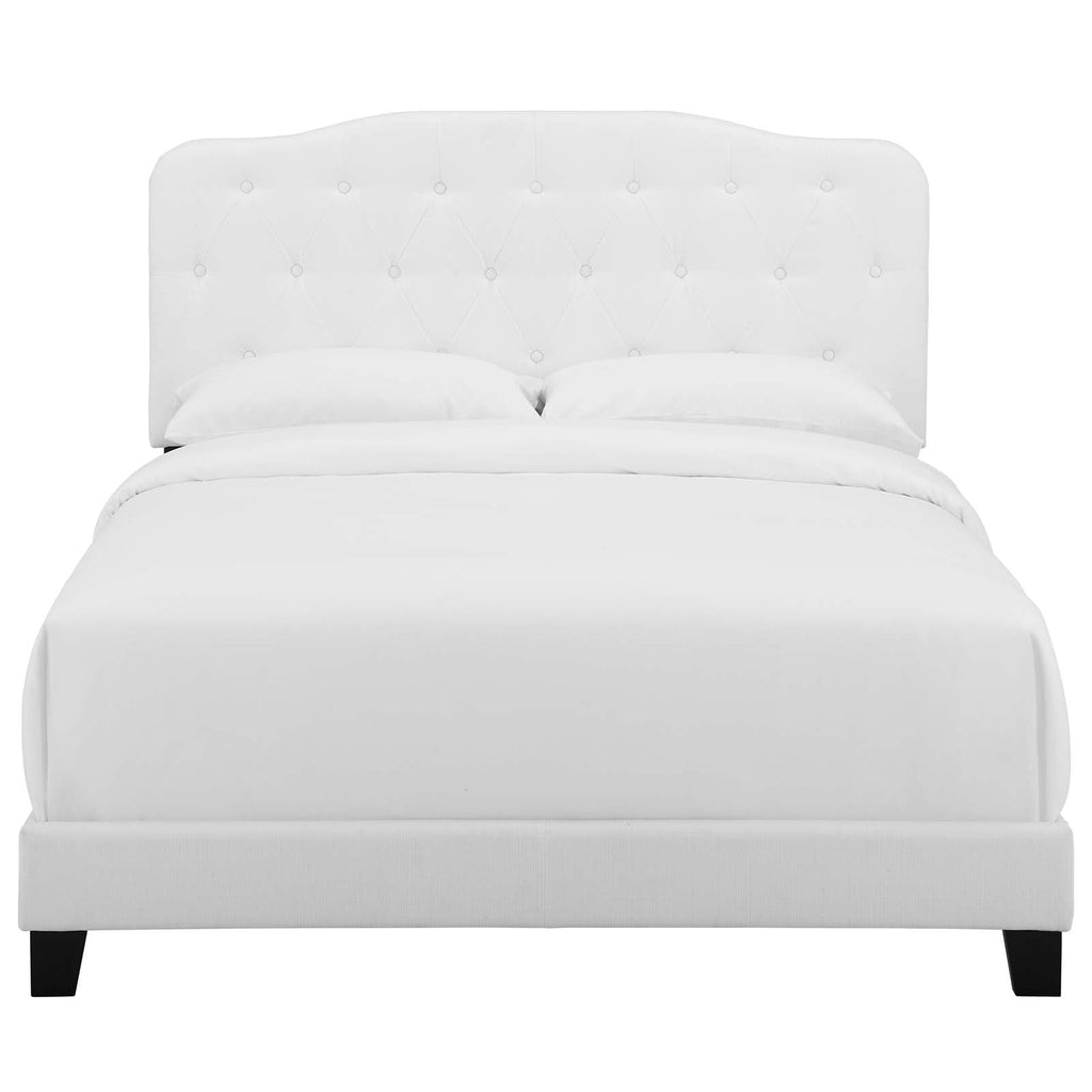 Amelia King Upholstered Fabric Bed in White