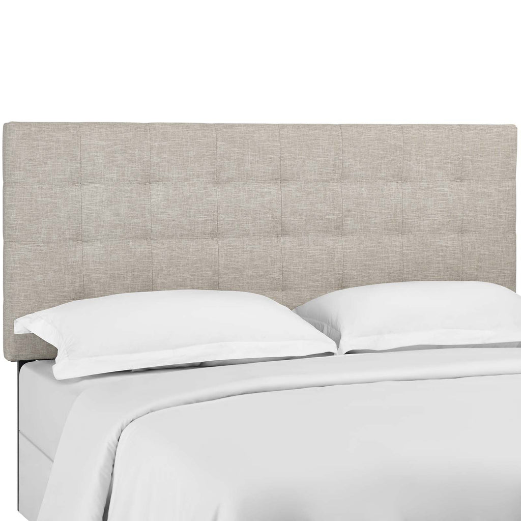 Paisley Tufted Twin Upholstered Linen Fabric Headboard in Beige