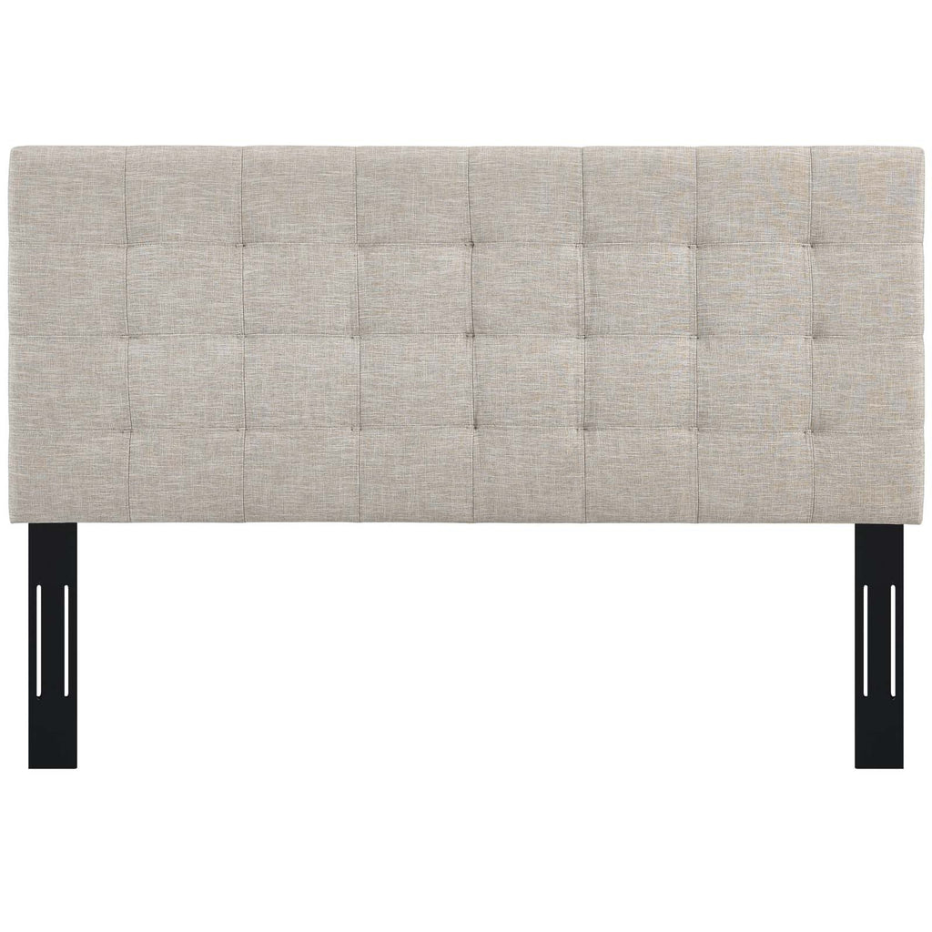 Paisley Tufted Twin Upholstered Linen Fabric Headboard in Beige