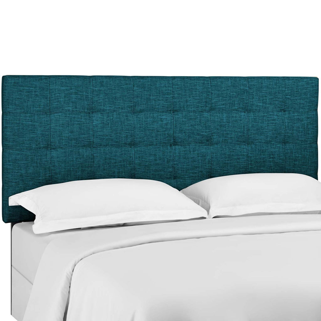 Paisley Tufted Twin Upholstered Linen Fabric Headboard in Teal