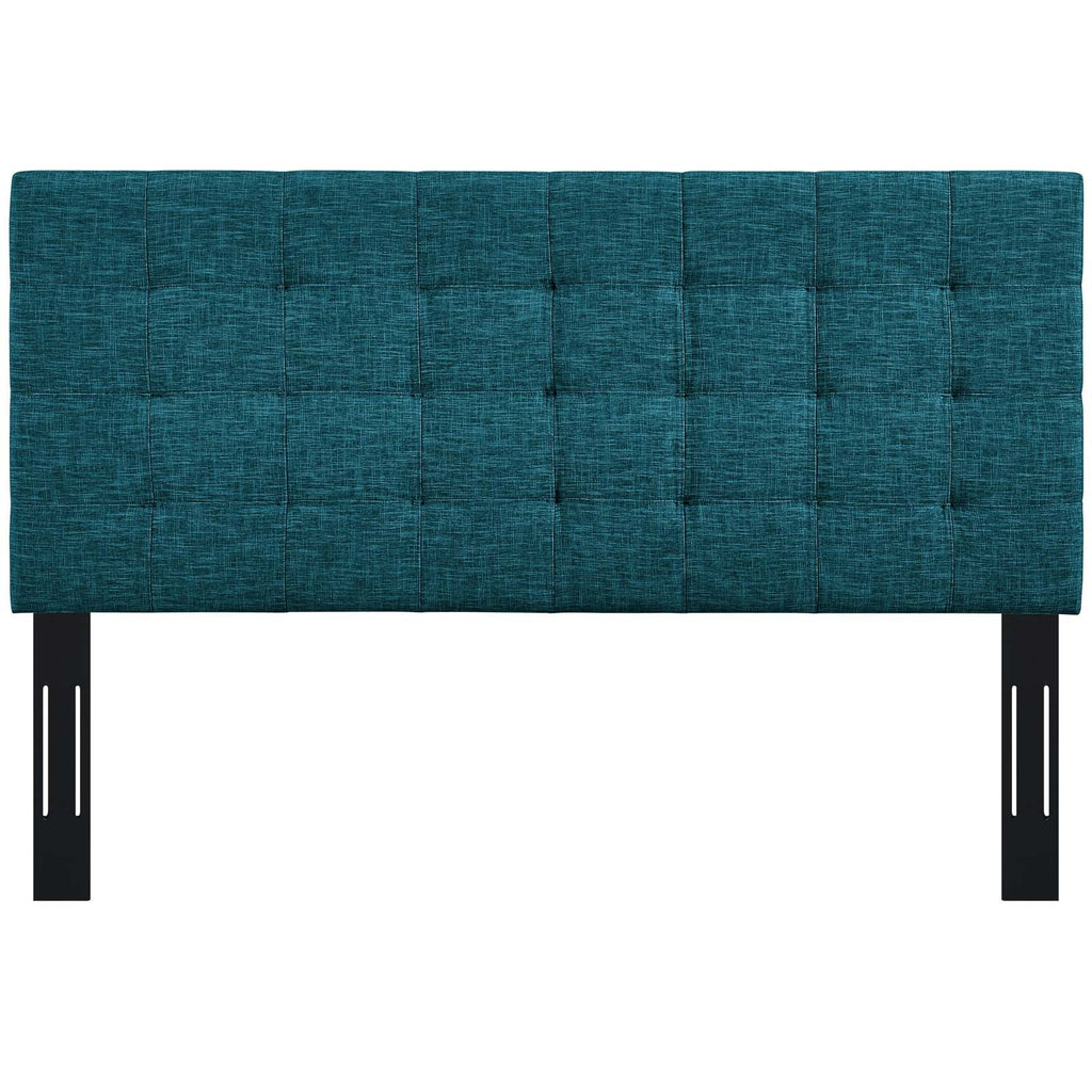 Paisley Tufted Twin Upholstered Linen Fabric Headboard in Teal