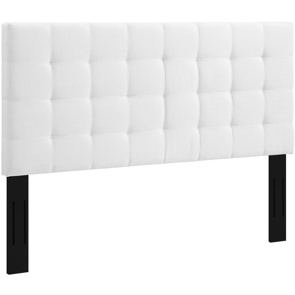 Paisley Tufted Twin Upholstered Linen Fabric Headboard in White