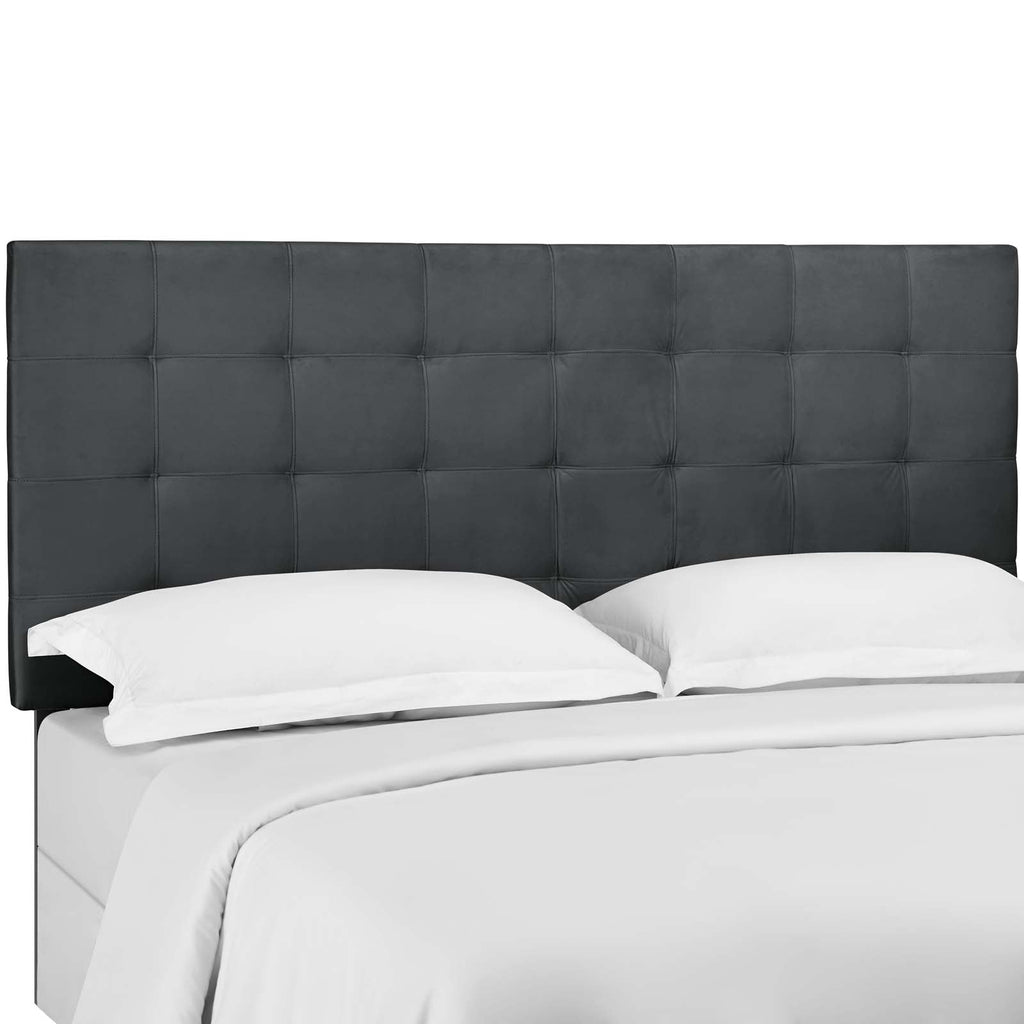 Paisley Tufted Twin Upholstered Performance Velvet Headboard in Gray