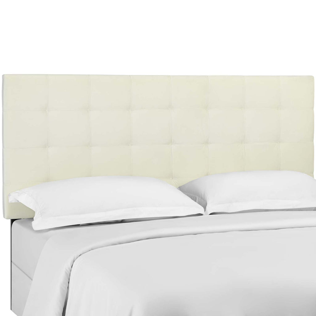 Paisley Tufted Twin Upholstered Performance Velvet Headboard in Ivory