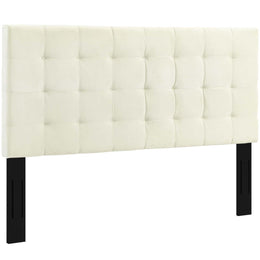 Paisley Tufted Twin Upholstered Performance Velvet Headboard in Ivory