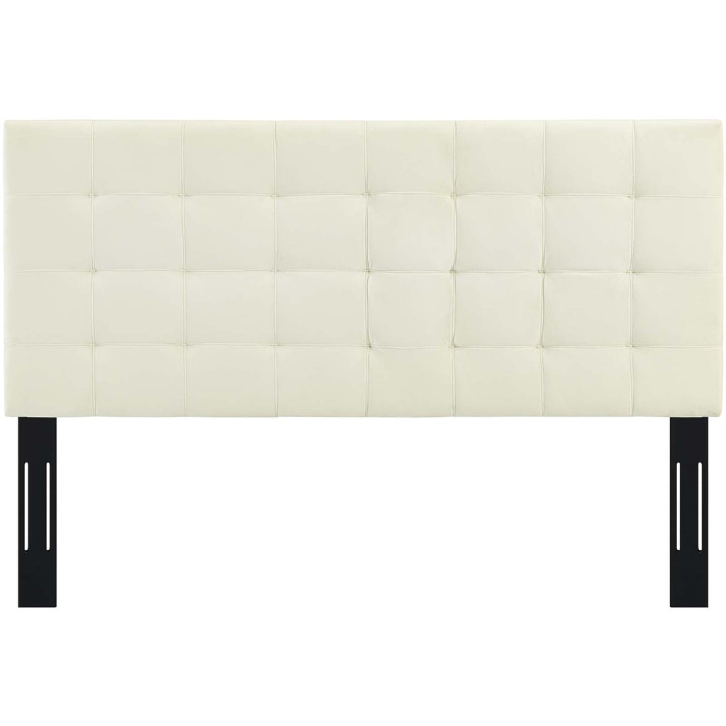 Paisley Tufted Twin Upholstered Performance Velvet Headboard in Ivory