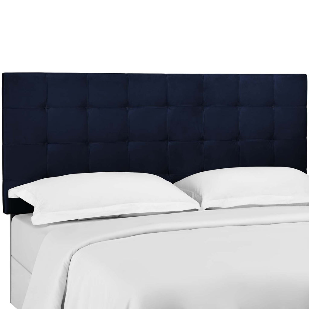 Paisley Tufted Twin Upholstered Performance Velvet Headboard in Midnight Blue