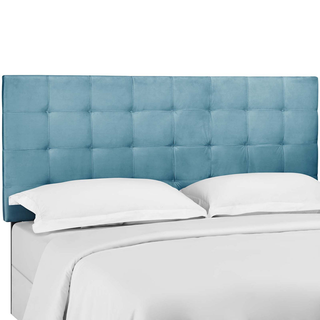 Paisley Tufted Twin Upholstered Performance Velvet Headboard in Sea Blue