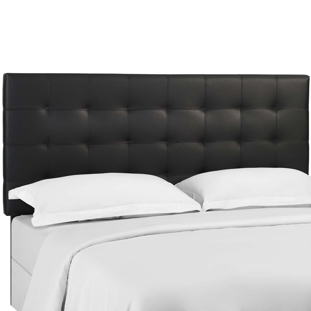 Paisley Tufted Twin Upholstered Faux Leather Headboard in Black