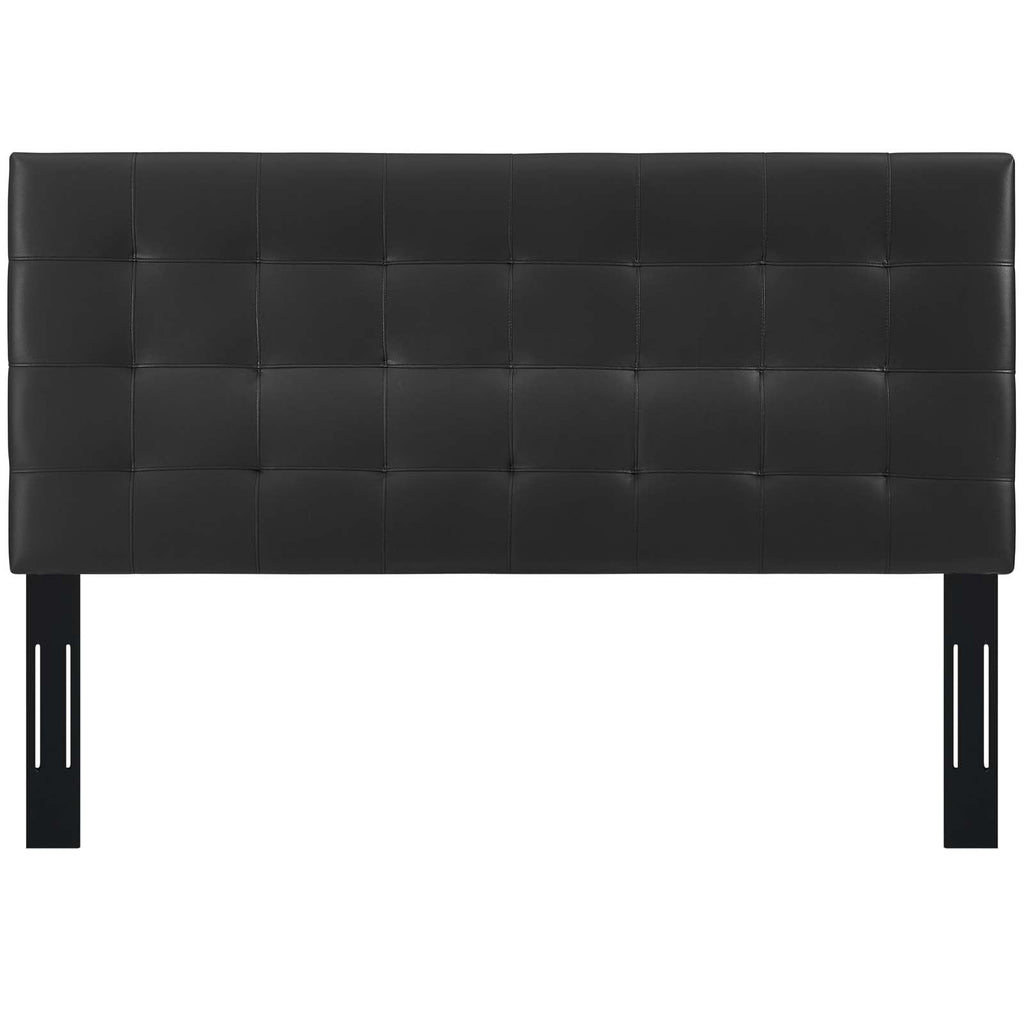 Paisley Tufted Twin Upholstered Faux Leather Headboard in Black