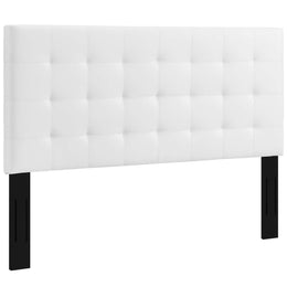 Paisley Tufted Twin Upholstered Faux Leather Headboard in White