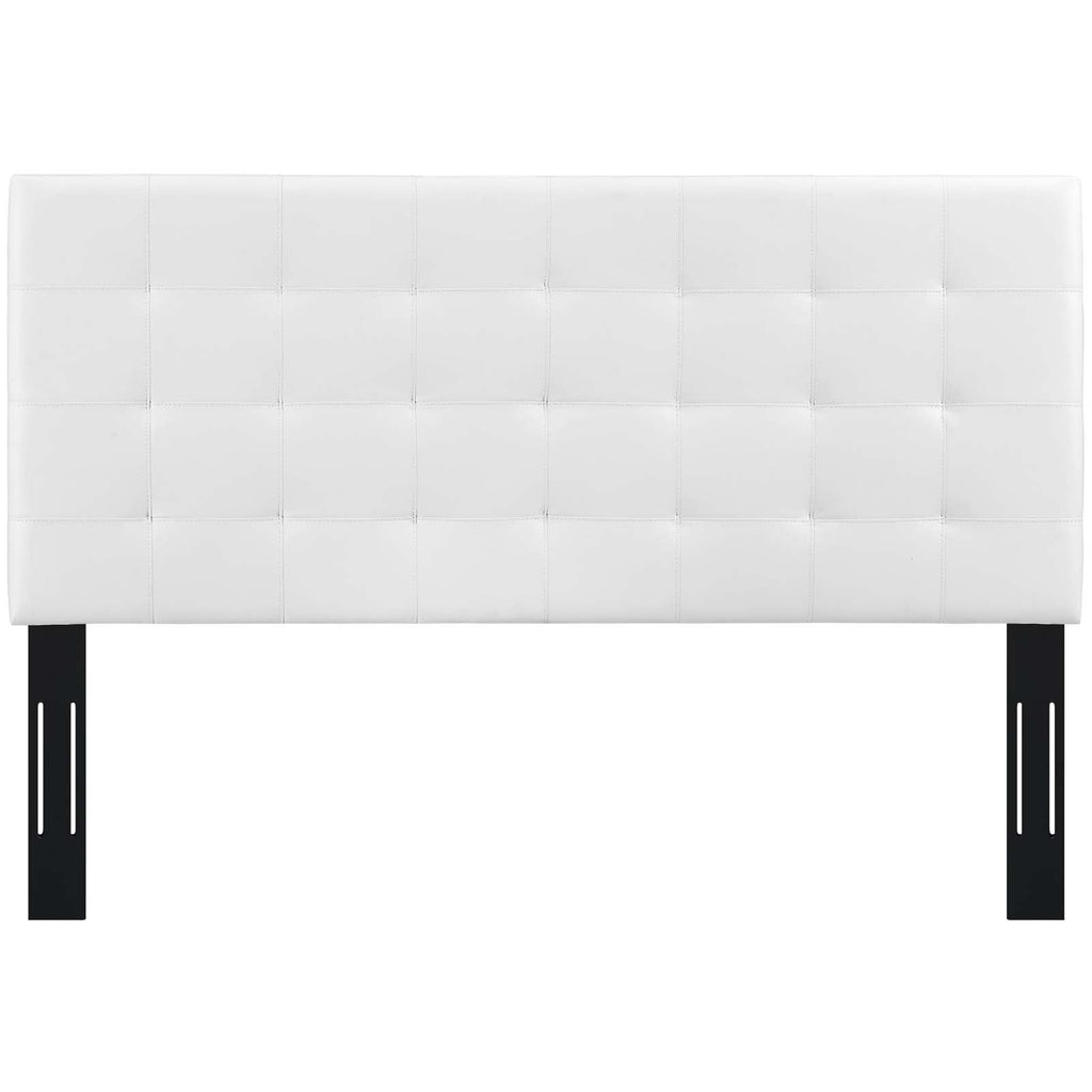 Paisley Tufted Twin Upholstered Faux Leather Headboard in White