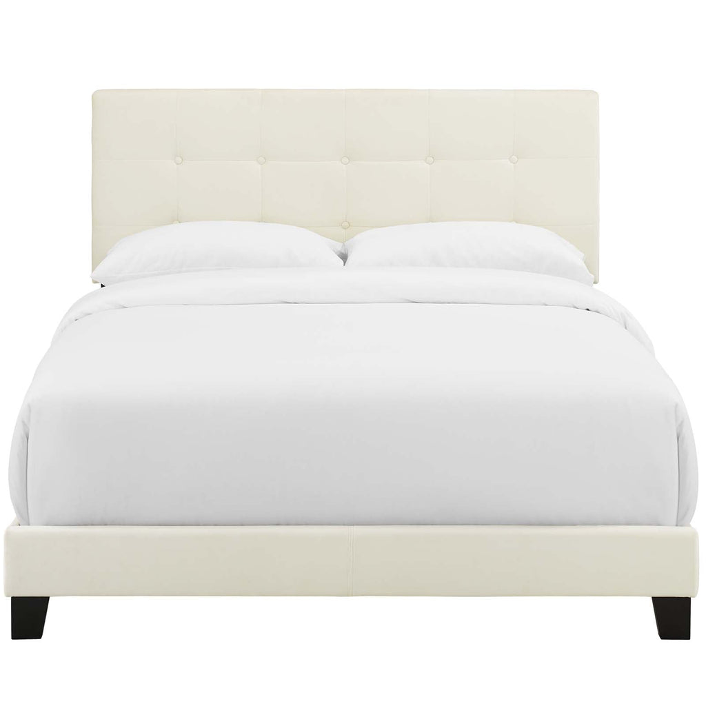 Amira Twin Performance Velvet Bed in Ivory